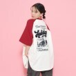 ピンク ラテ(PINK-latte)の配色ラグランチュニックTシャツ[五分袖] レッド(062)