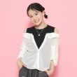 ピンク ラテ(PINK-latte)の袖ギャザーシアーレイヤードデザインシャツ オフホワイト(003)