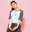 ピンク ラテ(PINK-latte)の配色ラグランTシャツ ライトグレー(011)