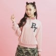 ピンク ラテ(PINK-latte)のハーフジップ刺繍トレーナー ライトピンク(070)