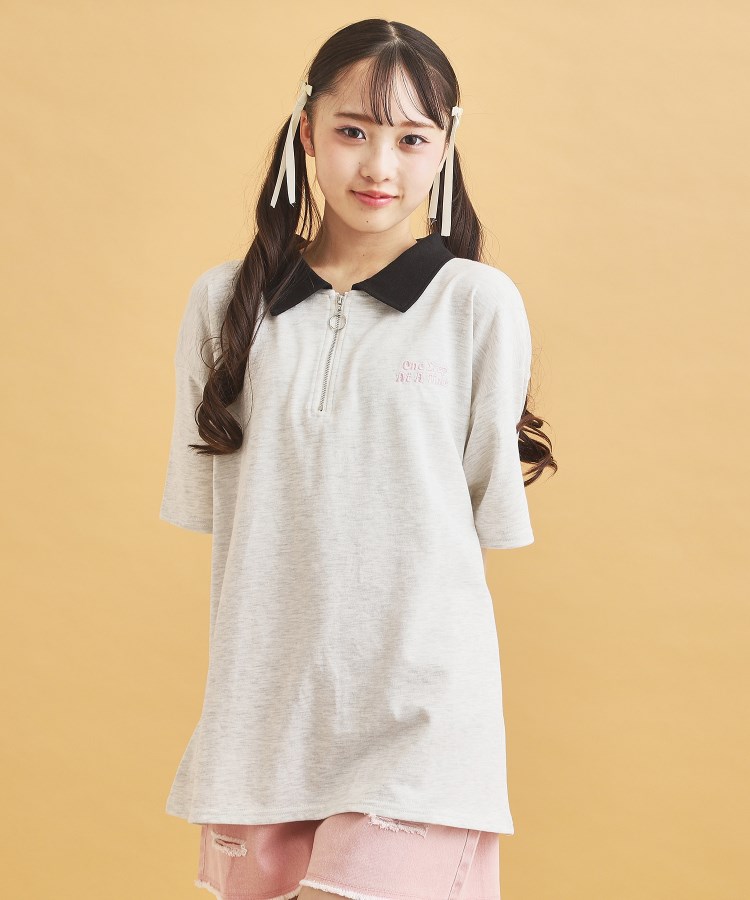 ピンク ラテ(PINK-latte)のハーフジップ衿付きTシャツ7