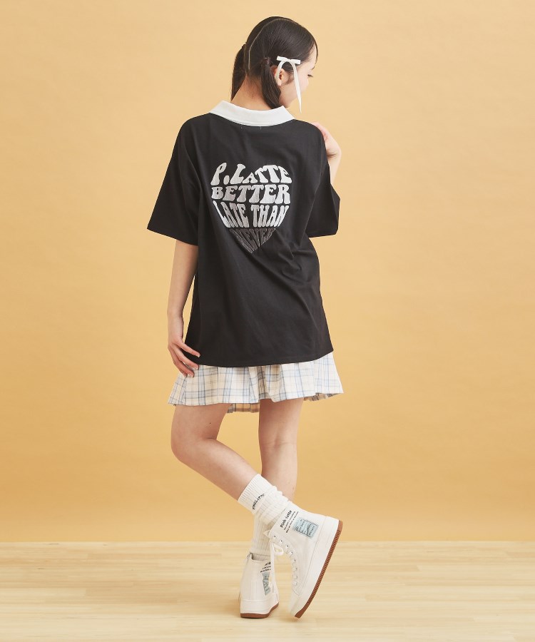 ピンク ラテ(PINK-latte)のハーフジップ衿付きTシャツ13