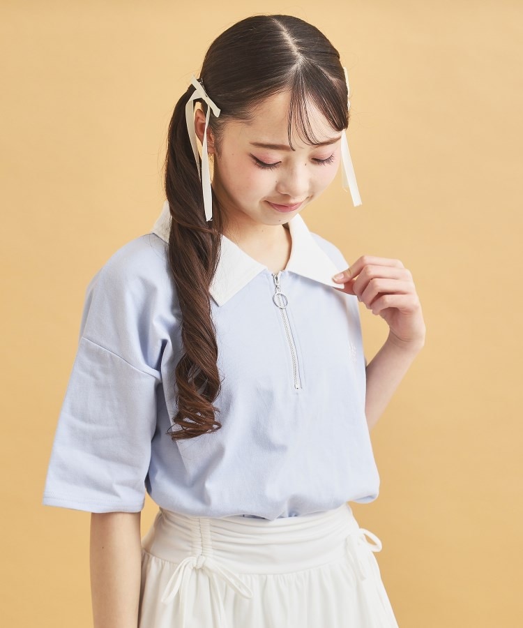ピンク ラテ(PINK-latte)のハーフジップ衿付きTシャツ19