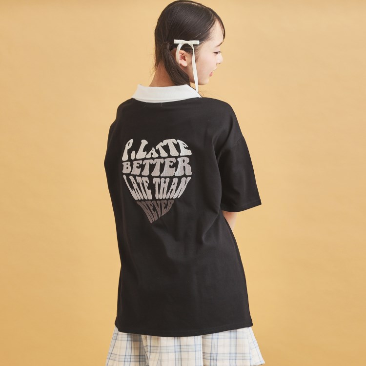 ピンク ラテ(PINK-latte)のハーフジップ衿付きTシャツ カットソー