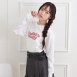 ピンク ラテ(PINK-latte)のロゴ発砲プリントロンT オフホワイト(003)