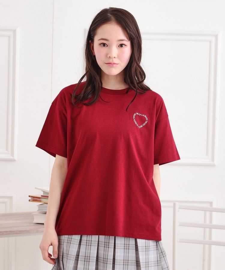 ピンク ラテ(PINK-latte)のクマちゃん半袖Tシャツ レッド(063)