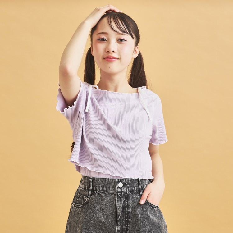 ピンク ラテ(PINK-latte)の【セットアイテム】オフショルテレコTシャツ＋テレコキャミ トップス＋インナーセット