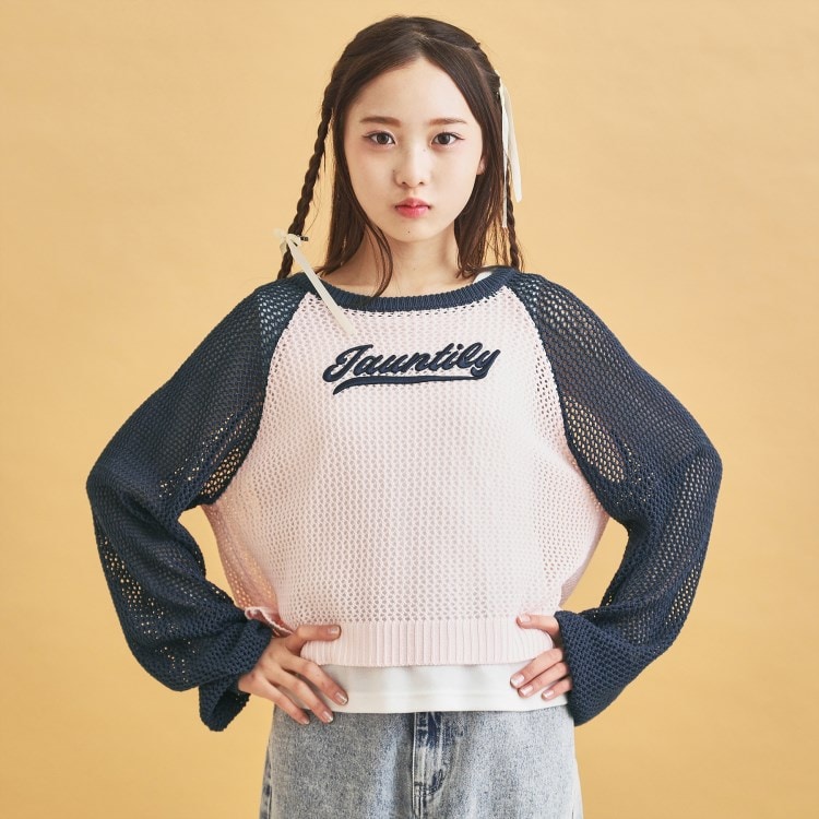 ピンク ラテ(PINK-latte)の【セットアイテム】ラグランメッシュ＋タンク トップス＋インナーセット