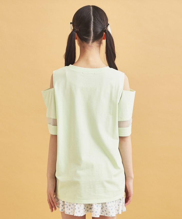 ピンク ラテ(PINK-latte)のチュール切替肩あきTシャツ3