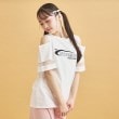 ピンク ラテ(PINK-latte)のチュール切替肩あきTシャツ オフホワイト(003)