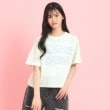 ピンク ラテ(PINK-latte)のサテンアップリケカレッジTシャツ ミントグリーン(021)