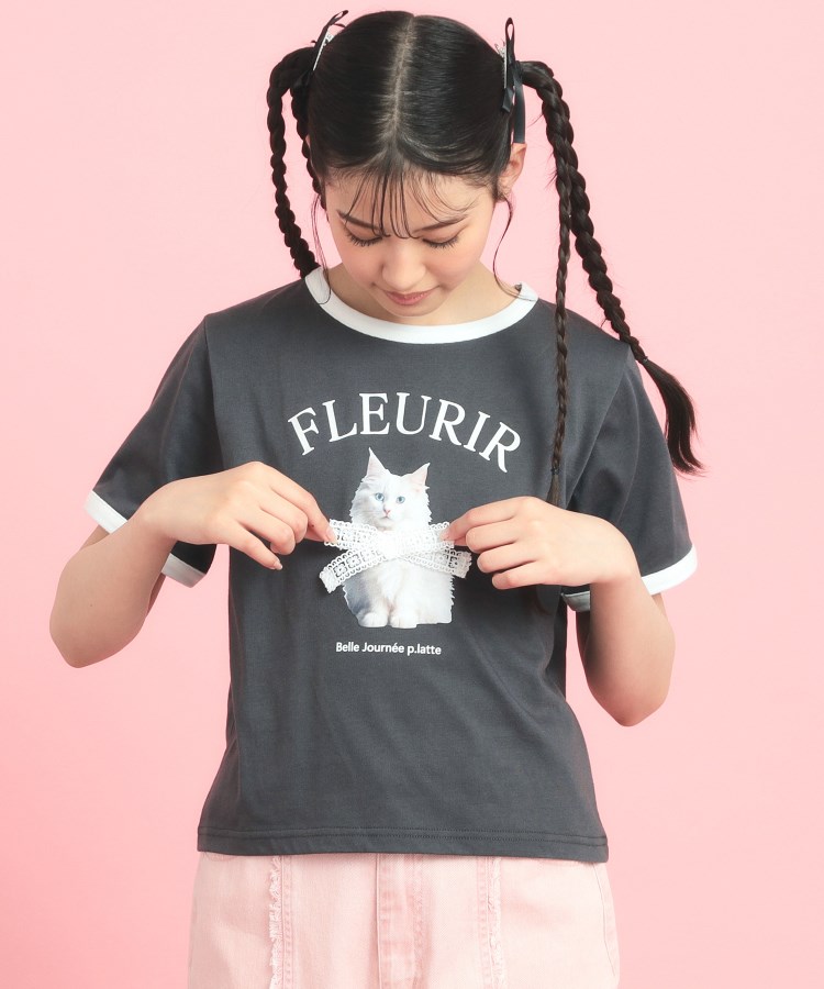 ピンク ラテ(PINK-latte)のフォトネコリンガーTシャツ12