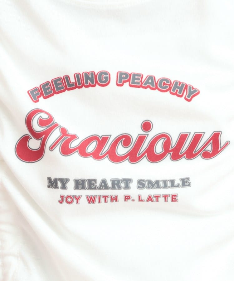 ピンク ラテ(PINK-latte)のフロントドロストリボンTシャツ10