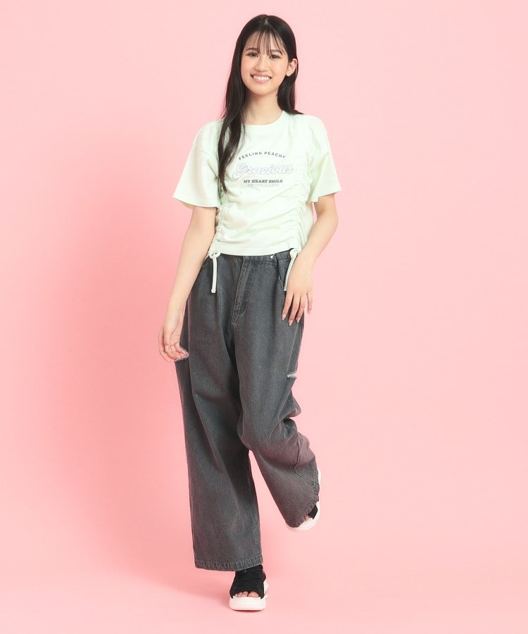 ピンク ラテ(PINK-latte)のフロントドロストリボンTシャツ17