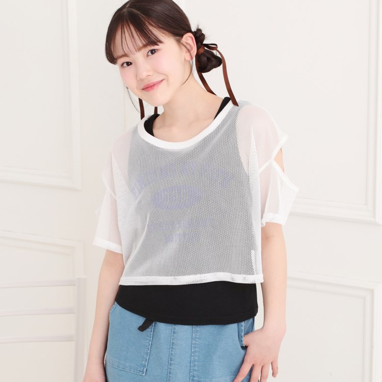 ピンク ラテ(PINK-latte)のメッシュTシャツ＋タンクセット トップス＋インナーセット