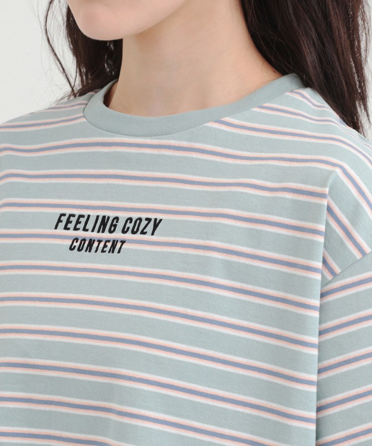 ピンク ラテ(PINK-latte)のクロップドボーダーTシャツ4