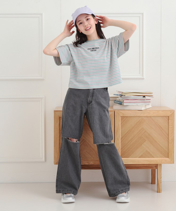 ピンク ラテ(PINK-latte)のクロップドボーダーTシャツ12