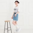 ピンク ラテ(PINK-latte)のVネック切替Tシャツ9