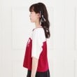 ピンク ラテ(PINK-latte)のVネック切替Tシャツ2