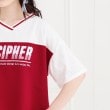 ピンク ラテ(PINK-latte)のVネック切替Tシャツ5