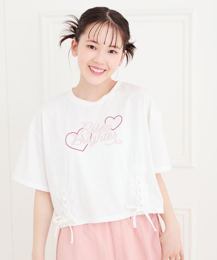 ピンク ラテ(PINK-latte)のレースアップTシャツ7
