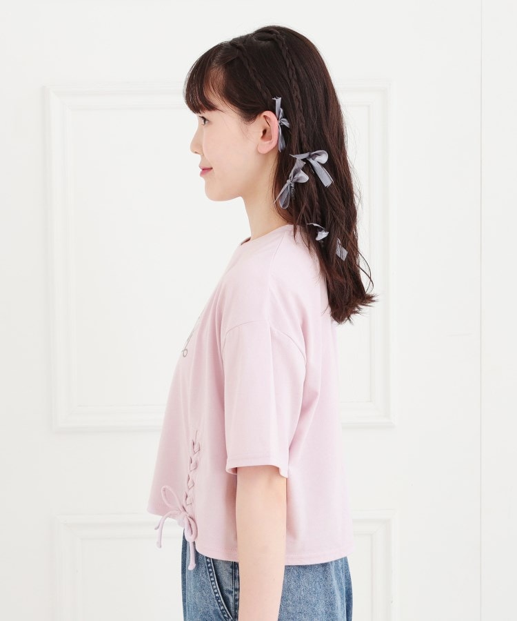 ピンク ラテ(PINK-latte)のレースアップTシャツ2