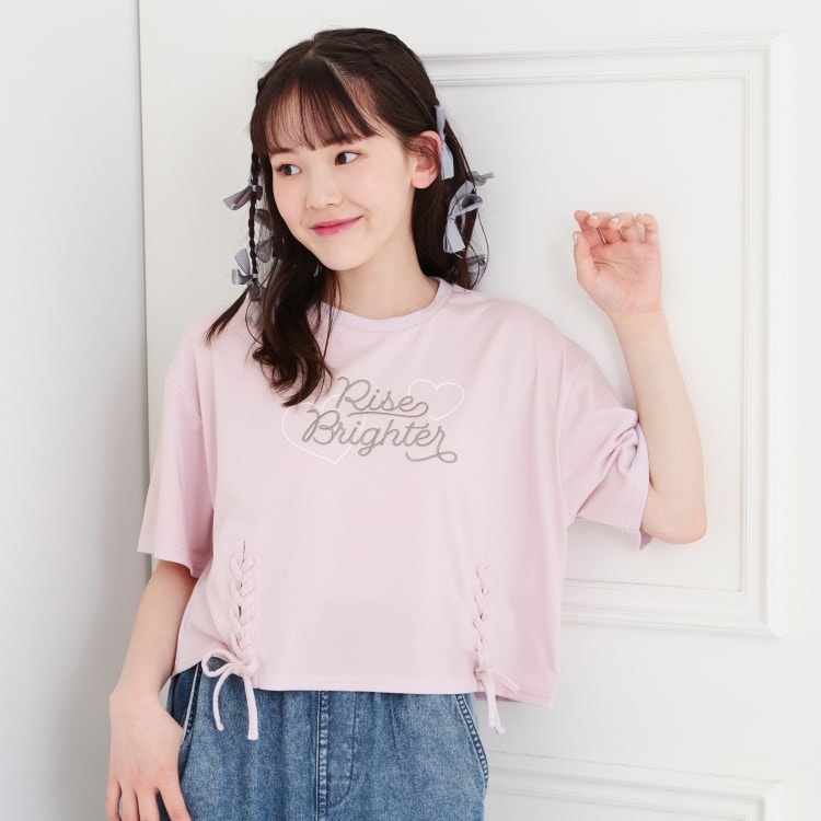 ピンク ラテ(PINK-latte)のレースアップTシャツ Ｔシャツ