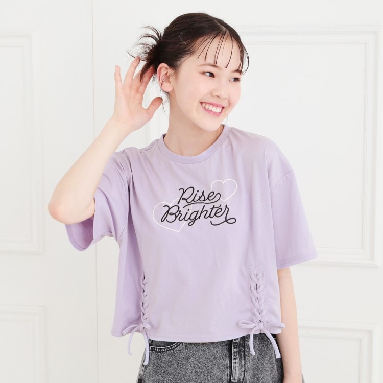 ピンク ラテ(PINK-latte)のレースアップTシャツ Ｔシャツ