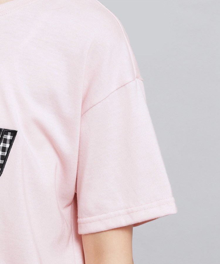 ピンク ラテ(PINK-latte)の接触冷感 ギンガムアップリケTシャツ5