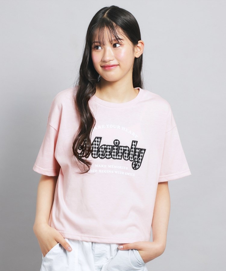 ピンク ラテ(PINK-latte)の接触冷感 ギンガムアップリケTシャツ15