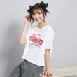 ピンク ラテ(PINK-latte)の接触冷感 ギンガムアップリケTシャツ オフホワイト(003)