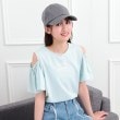 ピンク ラテ(PINK-latte)の肩あきフレアスリーブトップス ミントグリーン(021)