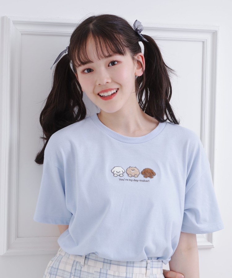 ピンク ラテ(PINK-latte)の接触冷感 ワンちゃんサガラTシャツ ブルー(091)
