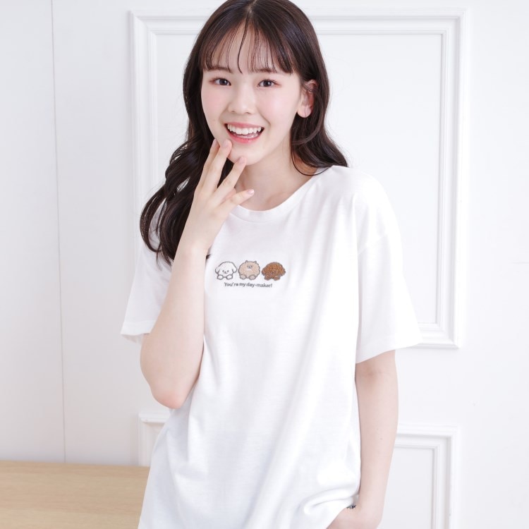 ピンク ラテ(PINK-latte)の接触冷感 ワンちゃんサガラTシャツ Ｔシャツ