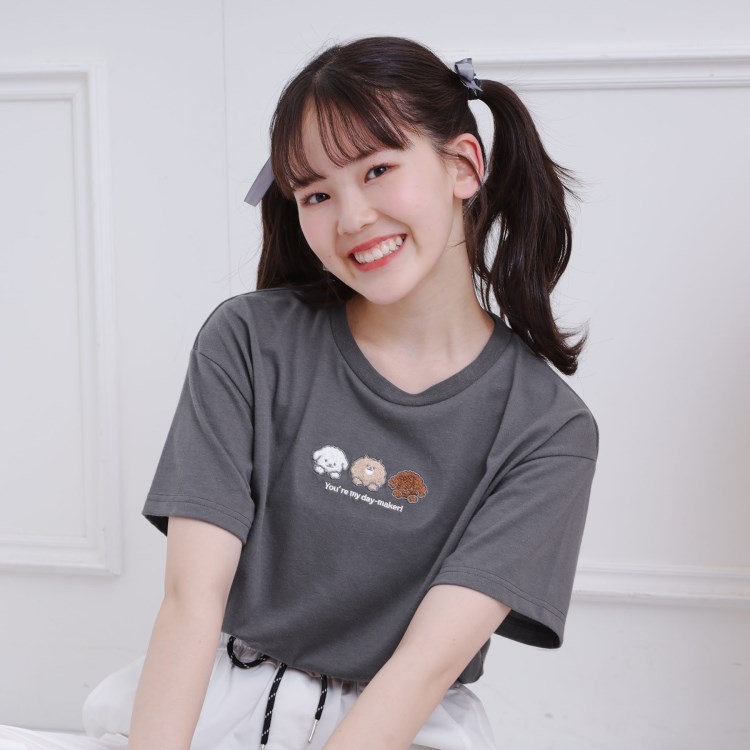 ピンク ラテ(PINK-latte)の接触冷感 ワンちゃんサガラTシャツ Ｔシャツ