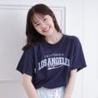 ピンク ラテ(PINK-latte)の接触冷感 カレッジロゴTシャツ ネイビー(094)