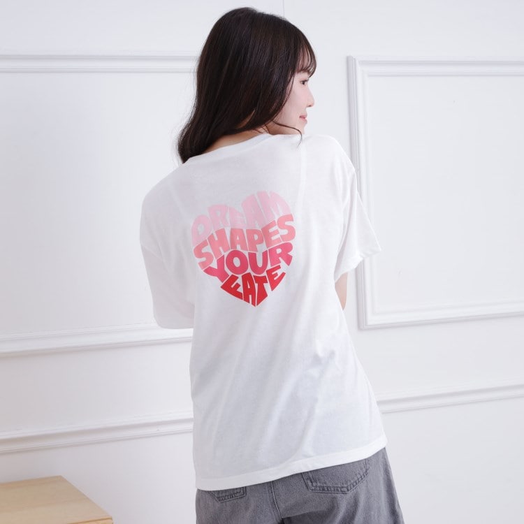 ピンク ラテ(PINK-latte)の接触冷感 バックハートロゴTシャツ Ｔシャツ