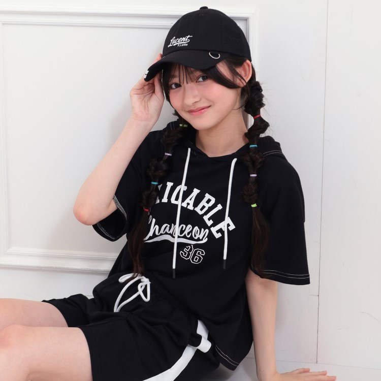 ピンク ラテ(PINK-latte)の【セットアップアイテム】接触冷感半袖パーカー＋ハーフパンツセット セットアップ