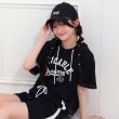 ピンク ラテ(PINK-latte)の【セットアップアイテム】接触冷感半袖パーカー＋ハーフパンツセット ブラック(019)