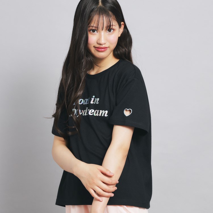 ピンク ラテ(PINK-latte)のオーロラプリントハートあきTシャツ Ｔシャツ