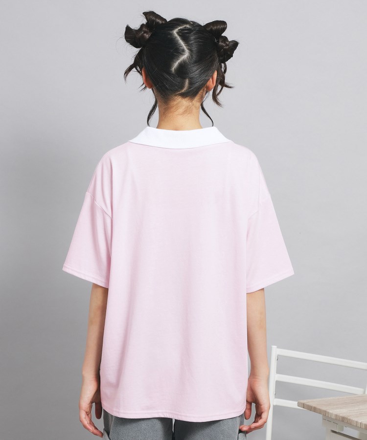 ピンク ラテ(PINK-latte)の【接触冷感】Vネック衿付きアップリケビッグTシャツ3