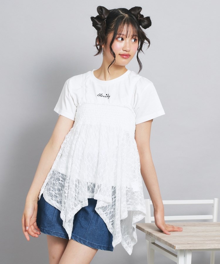 ピンク ラテ(PINK-latte)の【セットアイテム】2WAYレースビスチェ＋トップス15