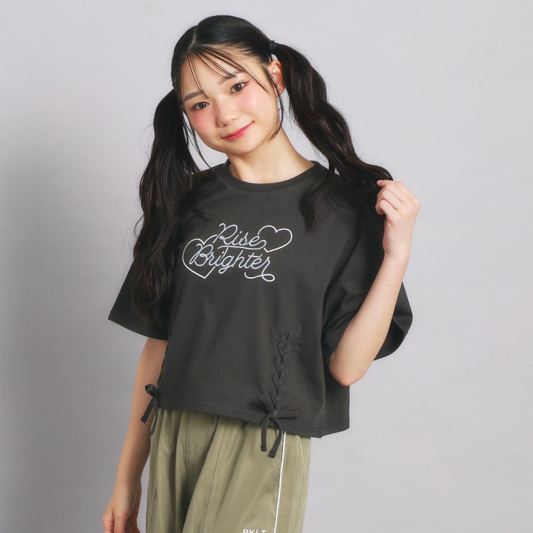 ピンク ラテ(PINK-latte)のレースアップTシャツ Ｔシャツ