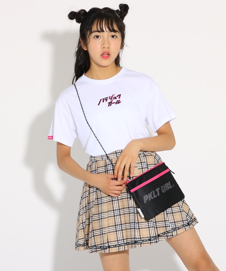 ピンク ラテ(PINK-latte)の天竺ロゴTシャツ＆サコッシュ オフホワイト(003)