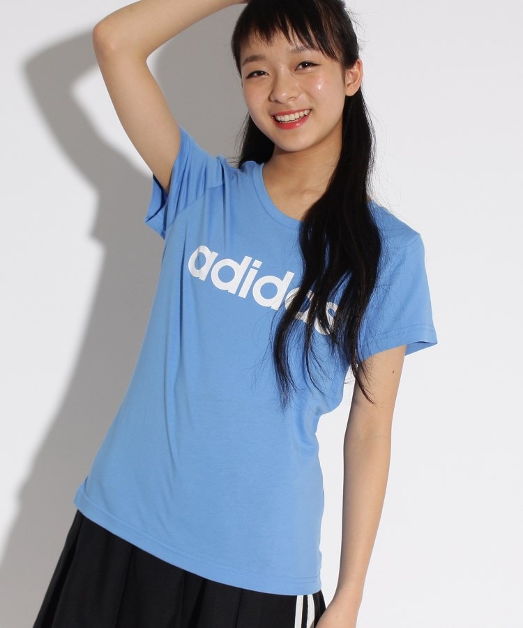 ピンク ラテ(PINK-latte)の【adidas/アディダス】 ロゴTシャツ ブルー(092)