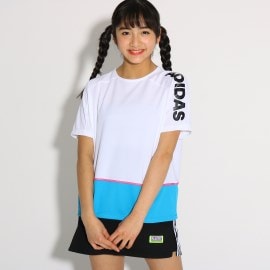 ピンク ラテ(PINK-latte)の【adidas/アディダス】 カラーブロックTシャツ Ｔシャツ