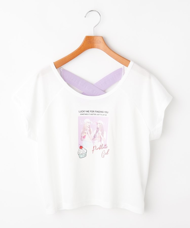 ピンク ラテ(PINK-latte)の転写水着+Tシャツ＋プリーツスカートセット2