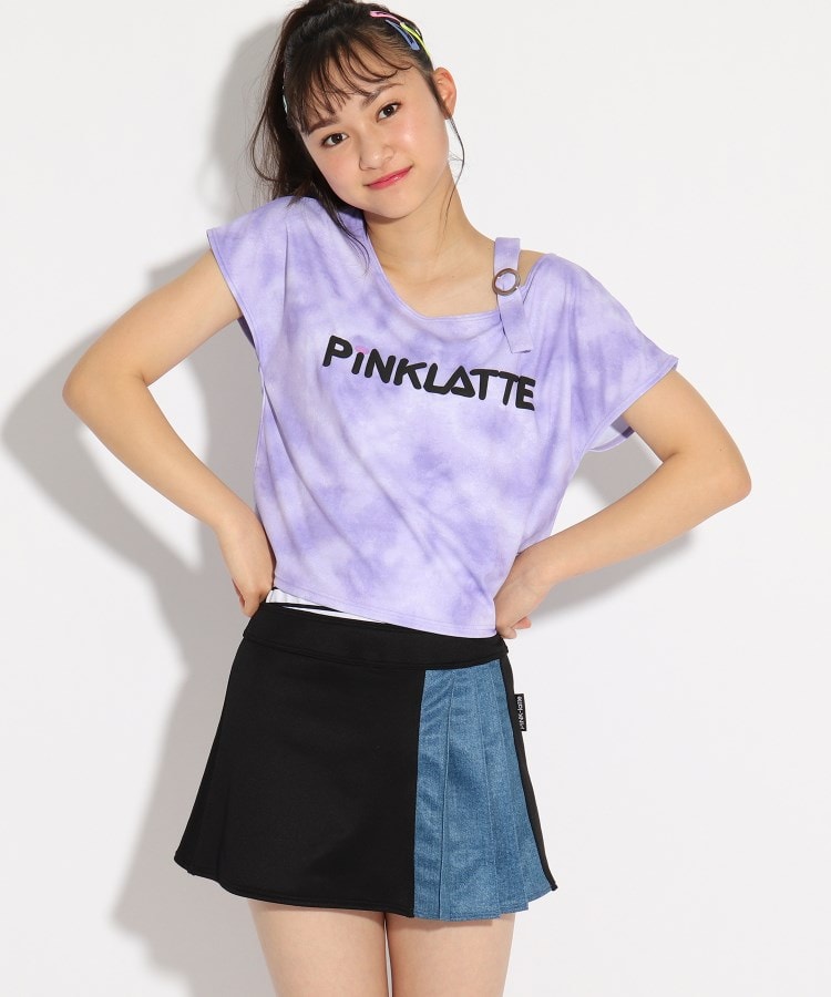  PINK-latte(ピンク ラテ) タイダイTシャツ+スカパン+ボーダー水着4点セット