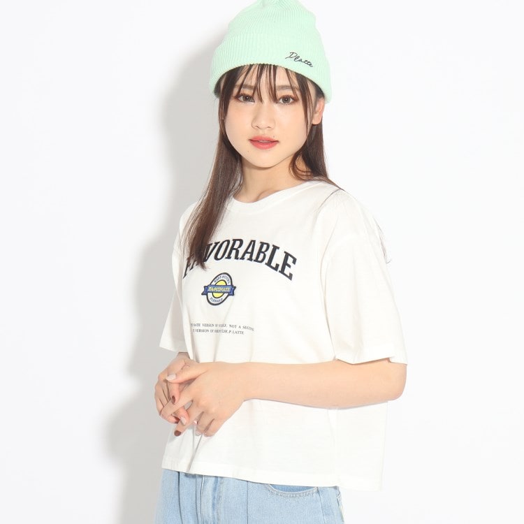 ピンク ラテ(PINK-latte)のアイロンワッペン付きTシャツ Ｔシャツ