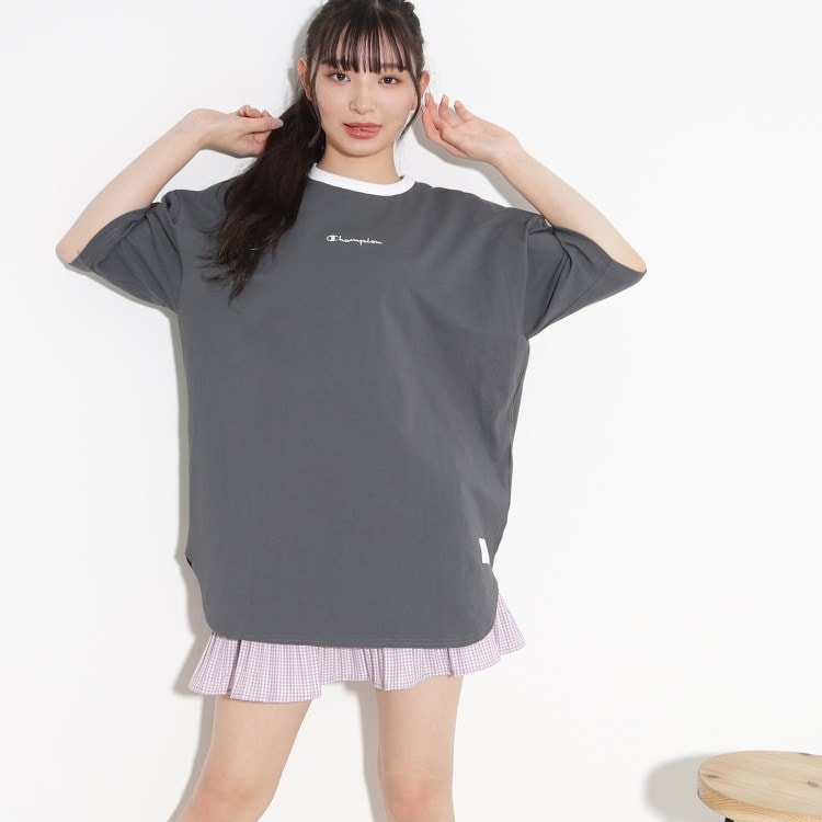 ピンク ラテ(PINK-latte)の【Champion/チャンピオン】コラボ リンガーチュニックTシャツ Ｔシャツ